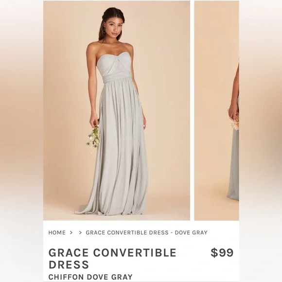 Dove Gray Bridesmaid Dress Chiffon Size Small | Birdy Grey Grace Dress With Slit Dove Gray Bridesmaid Dress Chiffon Size Small | Birdy Grey Grace Dress With Slit